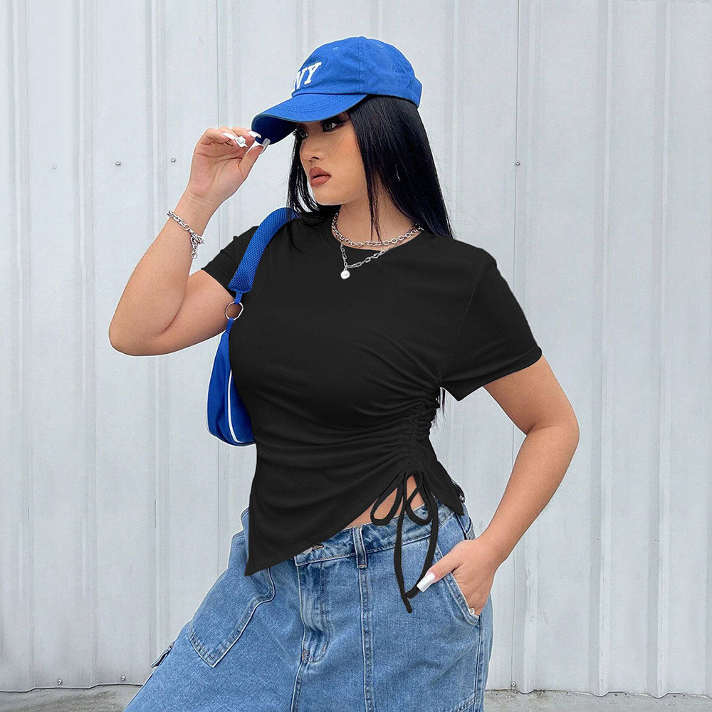 Damen T-Shirt mit seitlichen Riemen und asymmetrischem Schnitt Echo Archiv