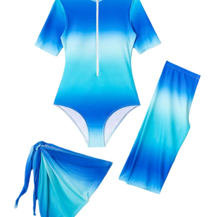 Damen Sportlicher UV-Schutz-Schwimmanzug mit kurzen Ärmeln und Wickeldesign Echo Archiv