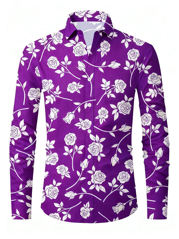 Herren Langarmhemd mit floralen Mustern Echoarchiv