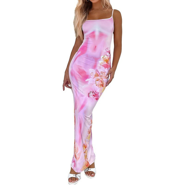 Maxikleid für Damen mit Details und einem farbenfrohen Grafikprint – Echo Archiv