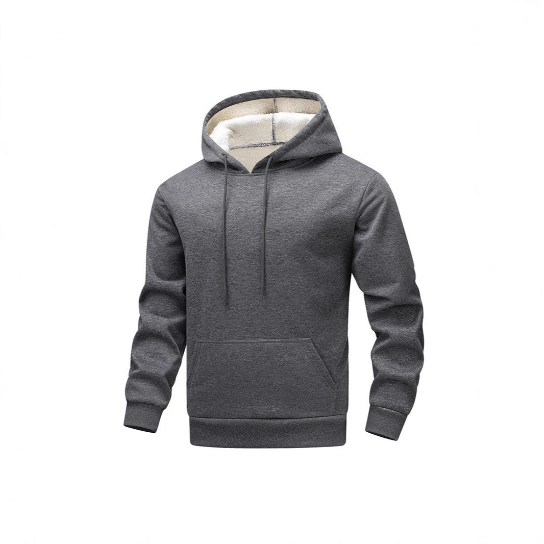 Herren Fleece-Kapuzenpullover mit Sherpa-Innenfutter und Kängurutasche – Cavarno