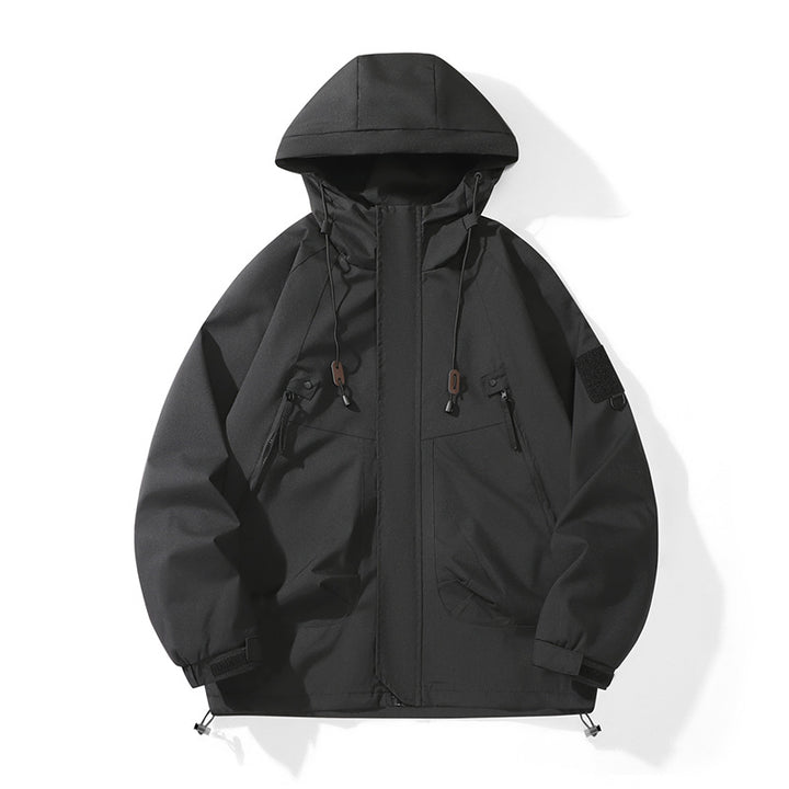 Herren Wetterfeste Funktionsjacke mit verstellbarer Kapuze und zahlreichen Taschen Echoarchiv