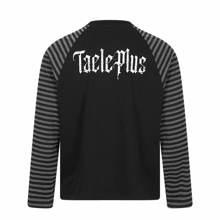 Unisex Langarmshirt im Raglanstil mit Gothic-Print und gestreiften Ärmeln Echoarchiv