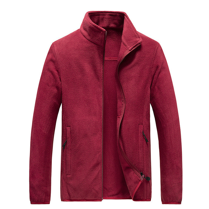 Herren Fleecejacke mit Stehkragen, durchgehendem Reißverschluss und verdeckten Taschen – Taviero