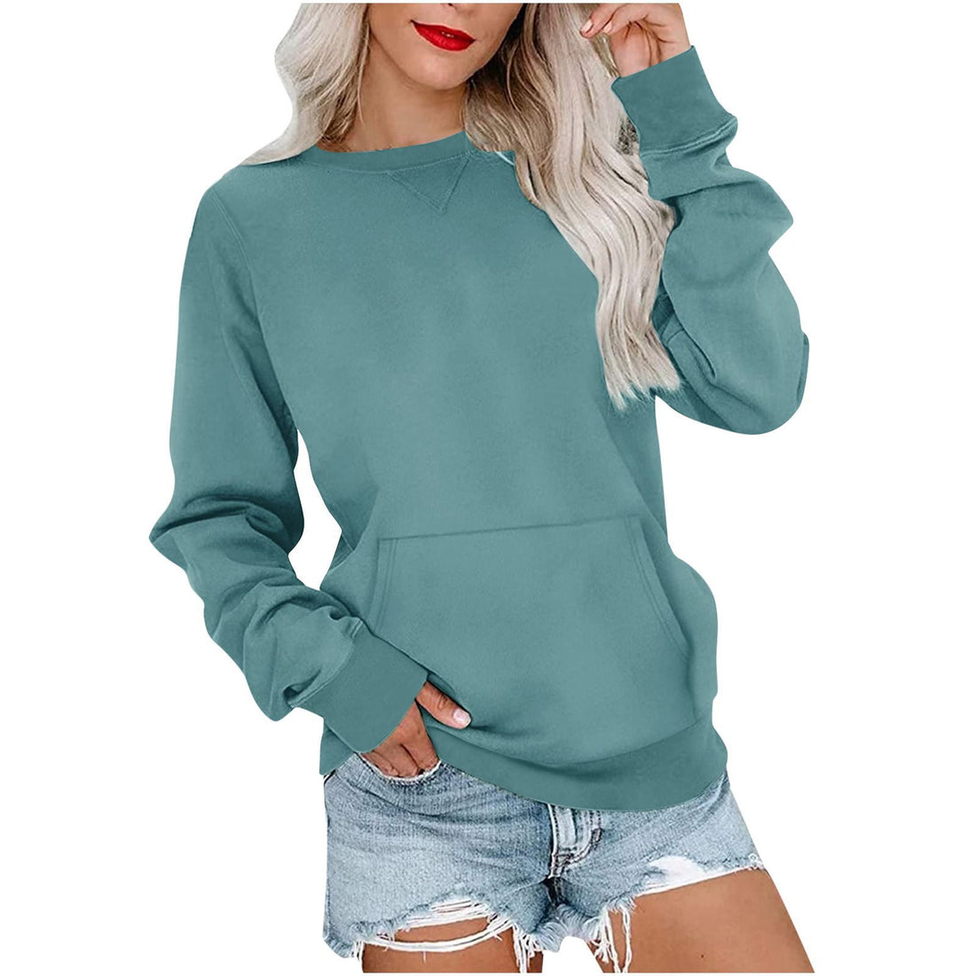 Damen Lockeres Sweatshirt mit Rundhalsausschnitt und Kängurutasche Echo Archiv