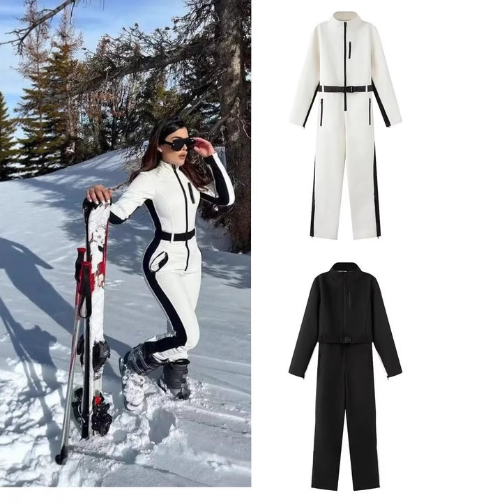 Damen Utility-Overall mit hohem Kragen, funktionalen Reißverschlüssen und Taillengürtel Echo Archiv
