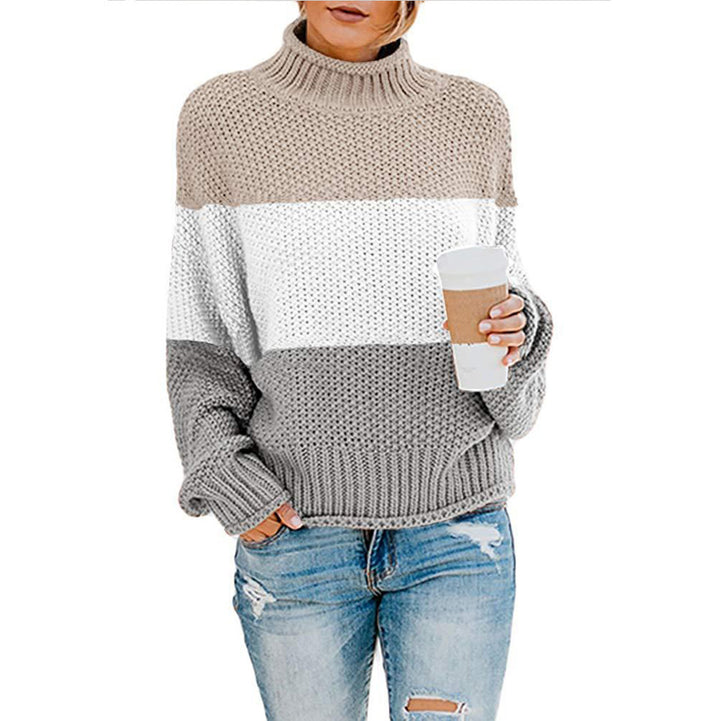 Damen nan grobstrick Rollkragenpullover mit Oversize-Schnitt und Blockstreifen-Optik Echo Archiv