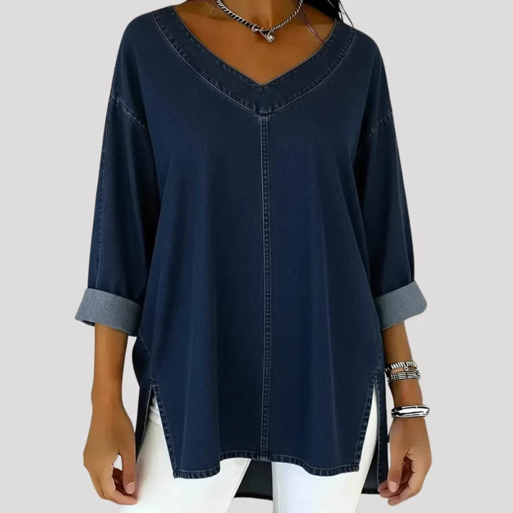 Damen Lässige Denim Tunika – Avérine