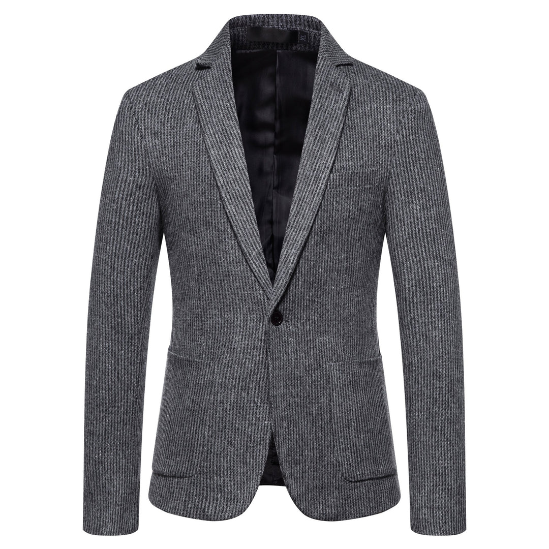 Herren eleganter Strickblazer mit strukturiertem Design und schmalem Schnitt Echoarchiv