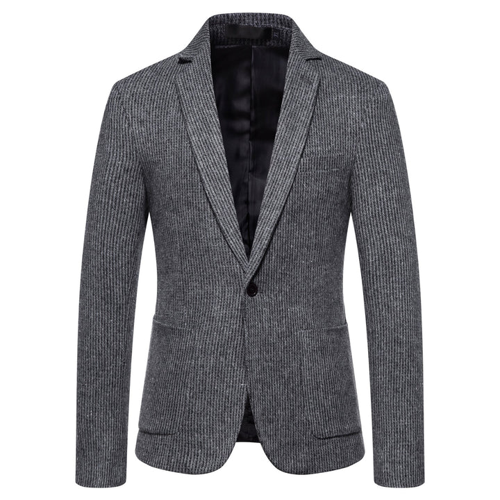 Herren eleganter Strickblazer mit strukturiertem Design und schmalem Schnitt Echoarchiv