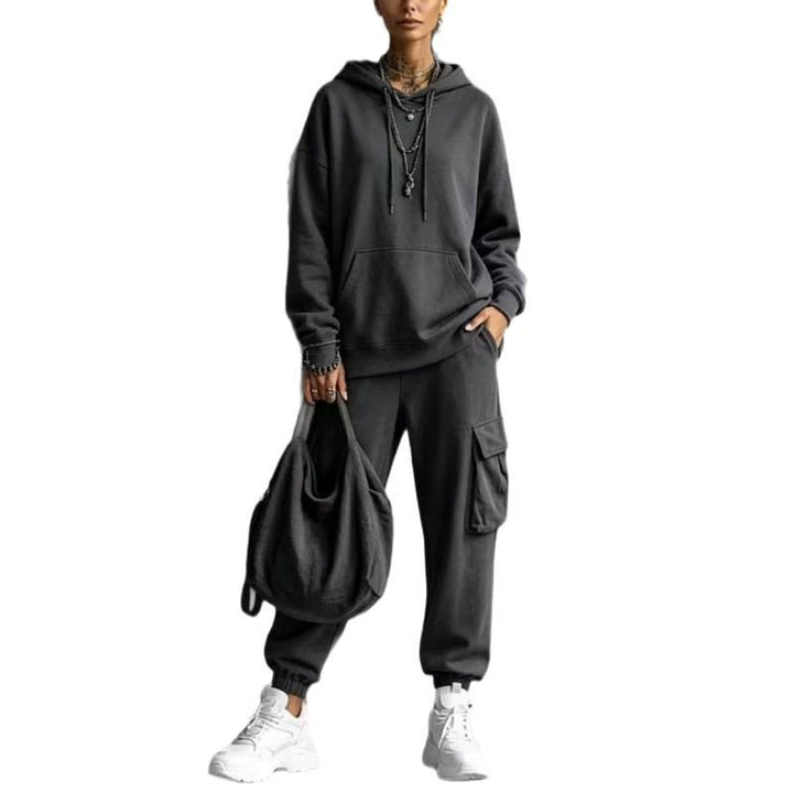 Damen Oversize Hoodie- und Cargo-Jogger-Set aus French Terry – Auréline