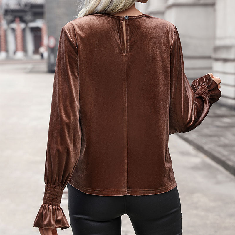 Damen Elegantes Samtoberteil mit Spitzenapplikationen Echo Archiv