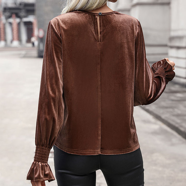Damen Elegantes Samtoberteil mit Spitzenapplikationen Echo Archiv