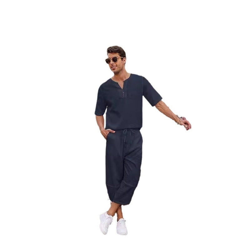 Herren lässiges Freizeitanzug-Set mit stylischem Knopfleisten-Design Echoarchiv