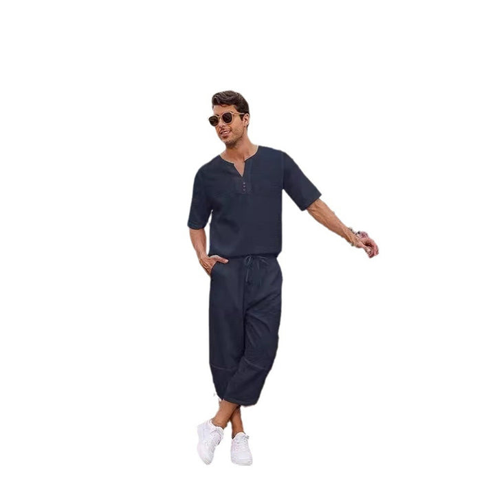 Herren lässiges Freizeitanzug-Set mit stylischem Knopfleisten-Design Echoarchiv