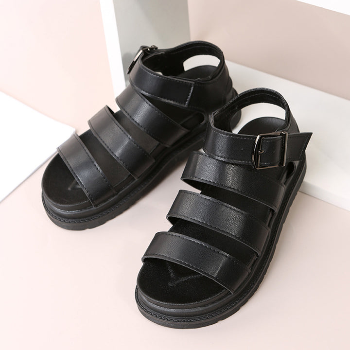 Damen  komfortable Gladiator‑Sandale mit extra gedämpftem Komfortfußbett, vier breiten Riemen und verstellbarer Metallschnalle Echo Archiv