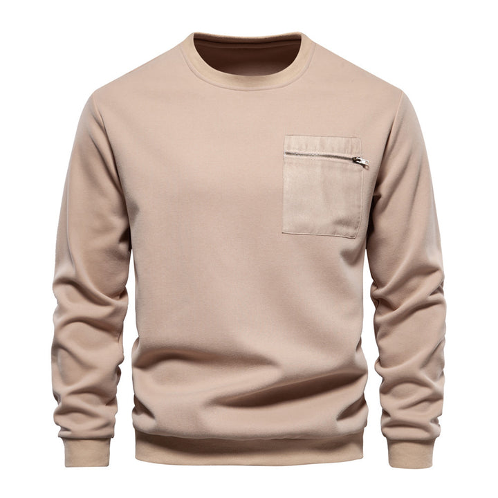 Herren nan Sweatshirt mit Rundhalsausschnitt, aufgesetzter Brusttasche mit horizontalem Reißverschluss und geripptem Saum Echo Archiv