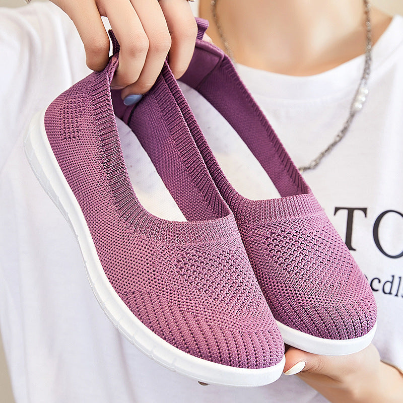 Damen nan atmungsaktive Strick-Ballerina-Slipper mit nahtlosem Sockeneinstieg, orthopädischem Memory-Fußbett und flexibler EVA-Laufsohle Echo Archiv
