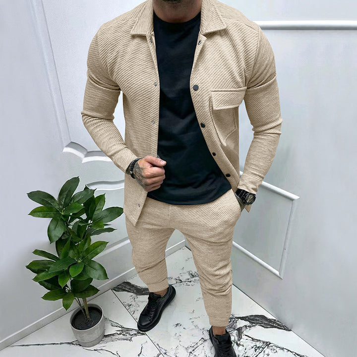 Herren modisches Freizeit-Jogginganzug-Set mit elastischem Bund und strukturiertem Design Echoarchiv