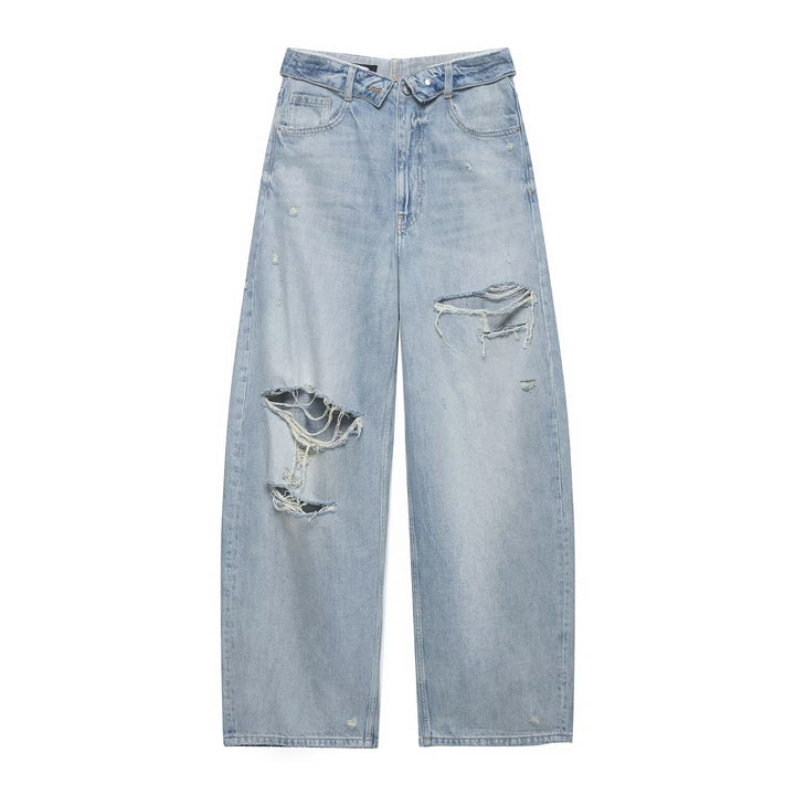 Damen nan weite Highwaist-Jeans im Vintage-Look mit ausgefransten Rissen Echo Archiv