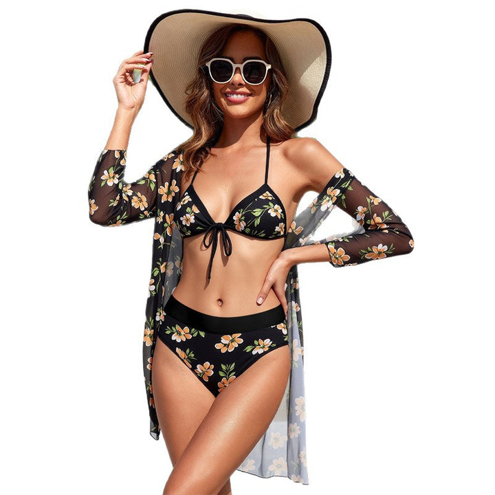Damen Bikini-Set mit floralem Wickeloberteil und hochtailliertem Unterteil Echo Archiv