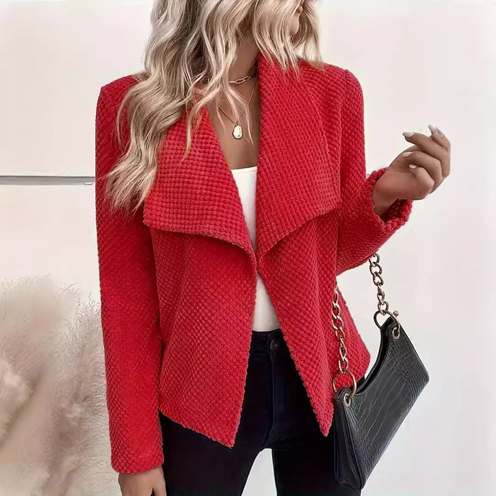Damen Wasserfall-Cardigan aus Waffel‑Fleece mit offener Front Echoarchiv