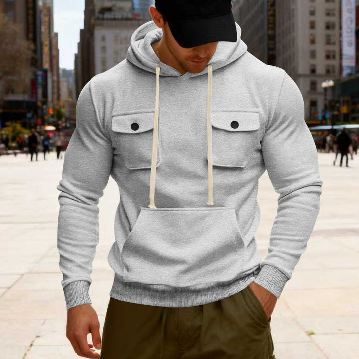 Herren Kapuzenpullover mit Brustklappentasche, Kängurutasche & Rippbündchen – Cavarno