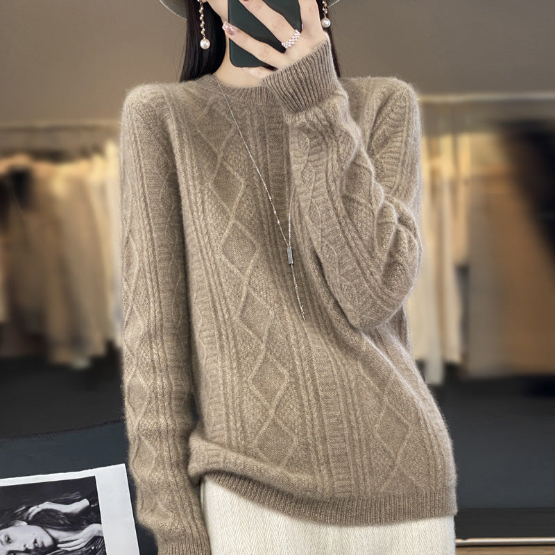 Damen Zopfmuster-Feinstrickpullover mit Ajour-Bahnen und weichem Mohair-Finish Echoarchiv