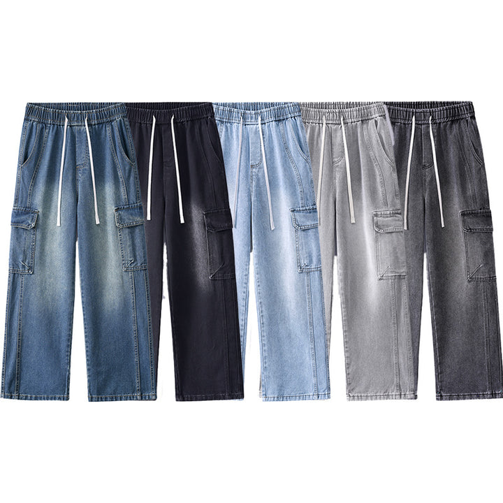 Herren Stonewashed-Denim Cargopalazzo mit extra weitem Bein und sichtbaren Ziernähten Echo Archiv