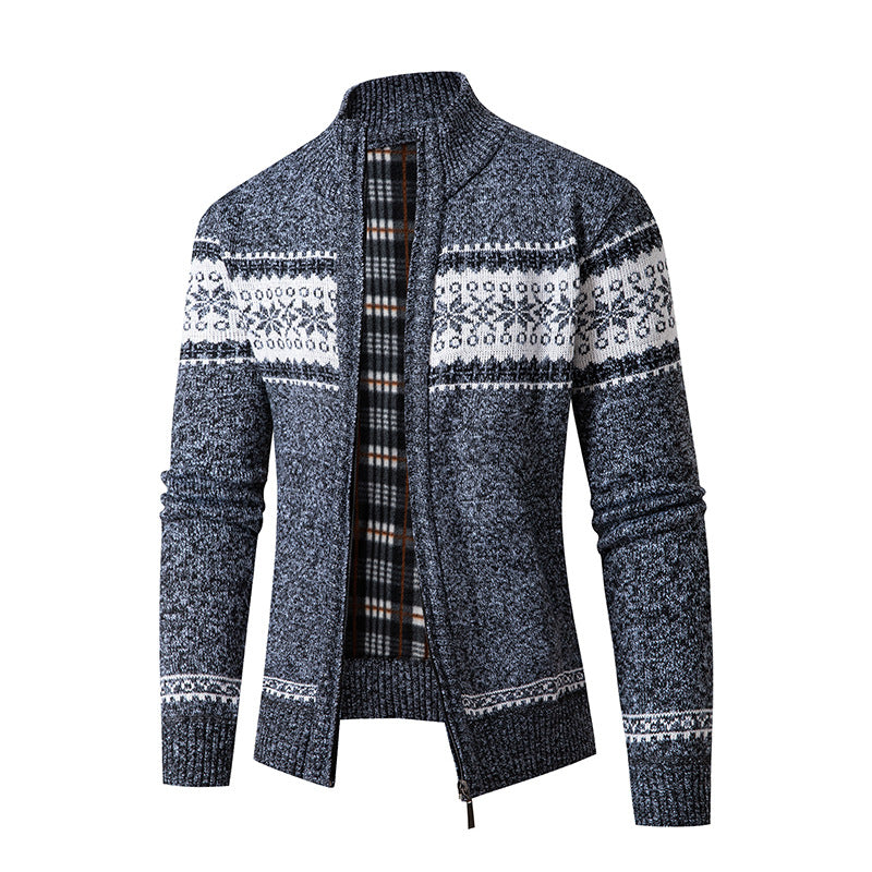 Herren Strickjacke mit hohem Kragen und modernem Zipper Echoarchiv
