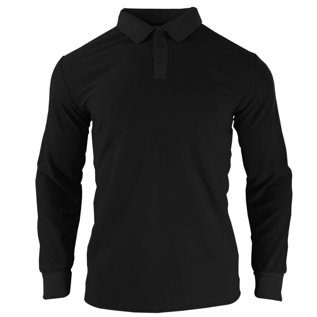 Herren Langarm Polo-Shirt mit strukturiertem Design Echoarchiv