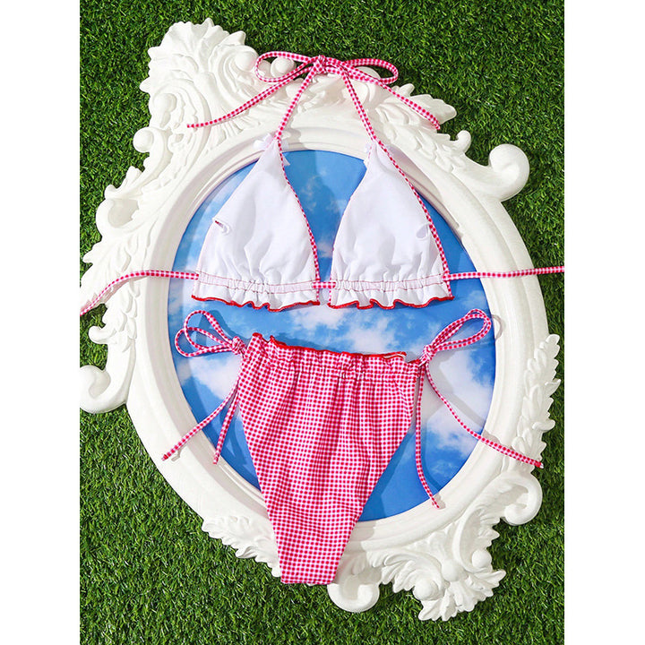 Damen Triangel-Bikini-Set mit Rüschendesign und verstellbaren Trägern Echo Archiv