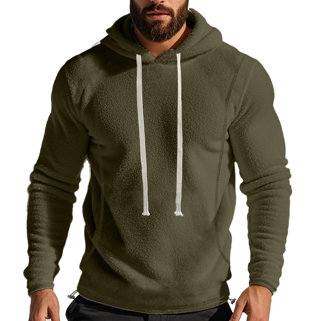 Herren Fleece-Kapuzenpullover mit hohem Kragen und Kängurutasche Echoarchiv