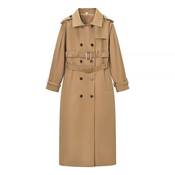Damen nan langer taillierter Trenchcoat mit doppeltem Gürtel und Schalkragen Echo Archiv