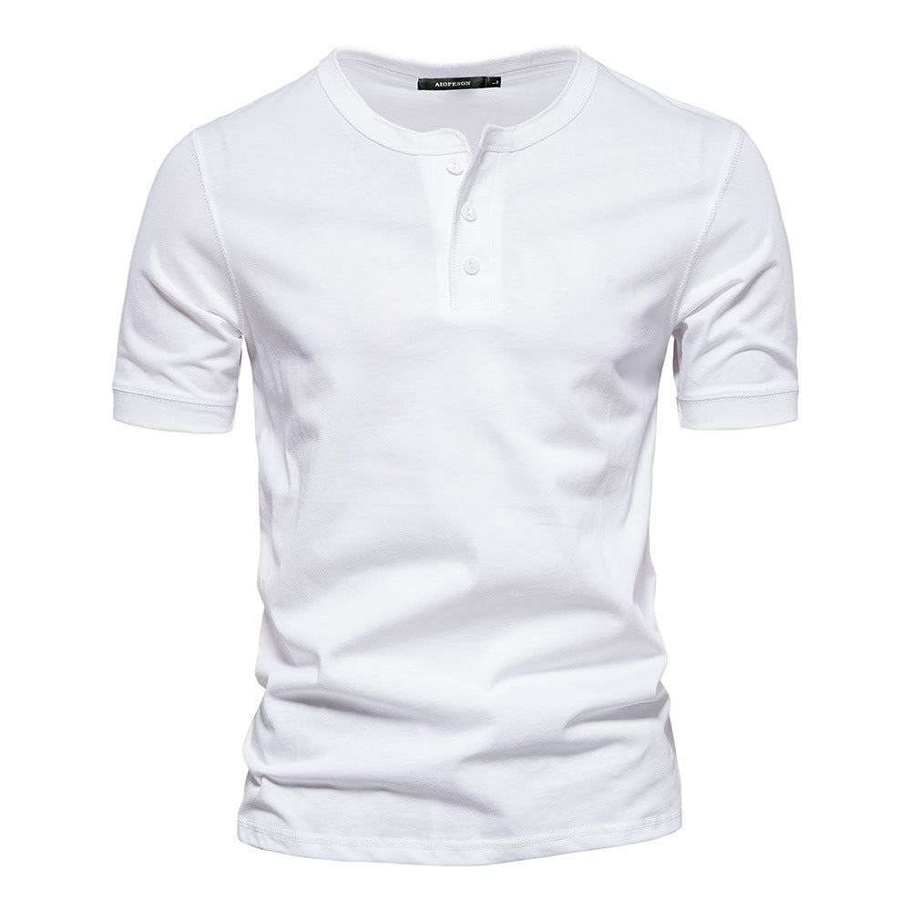 Herren nan schmal geschnittenes Kurzarmshirt mit kurzer Knopfleiste und geripptem Kragen aus Baumwollmix Echo Archiv