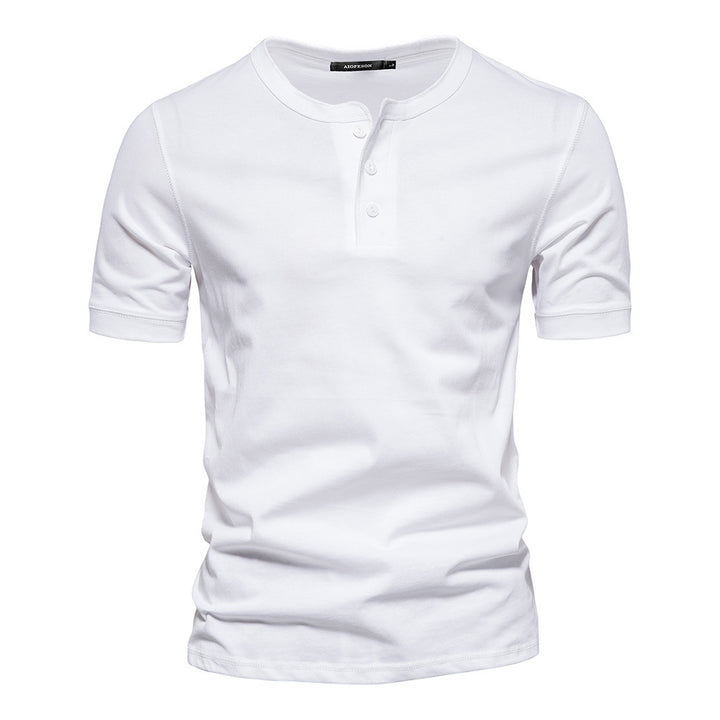 Herren nan schmal geschnittenes Kurzarmshirt mit kurzer Knopfleiste und geripptem Kragen aus Baumwollmix Echo Archiv
