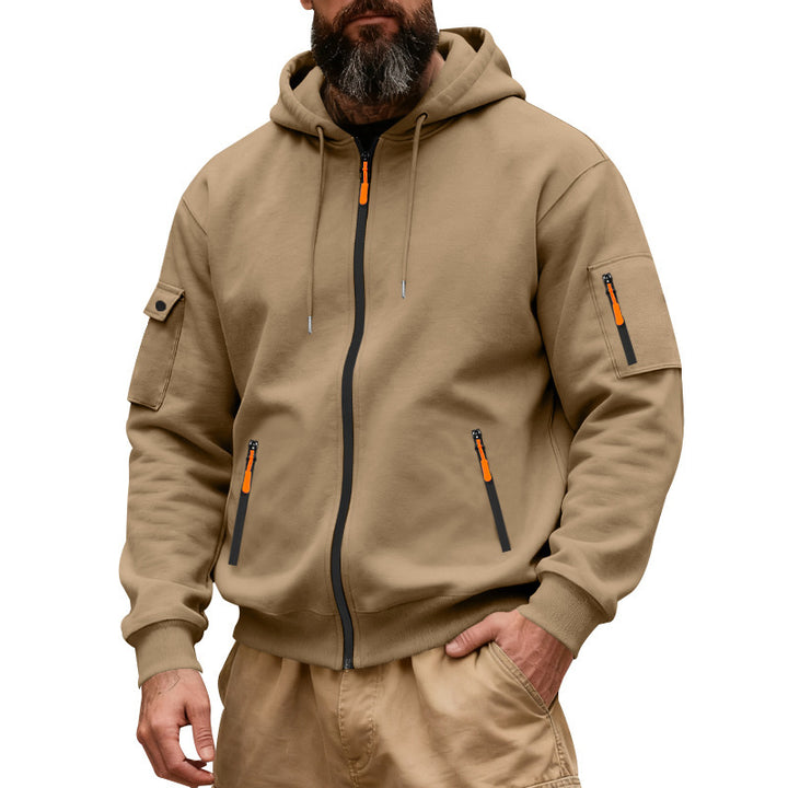 Herren praktische Kapuzenjacke mit funktionalen Reißverschluss-Taschen Echoarchiv