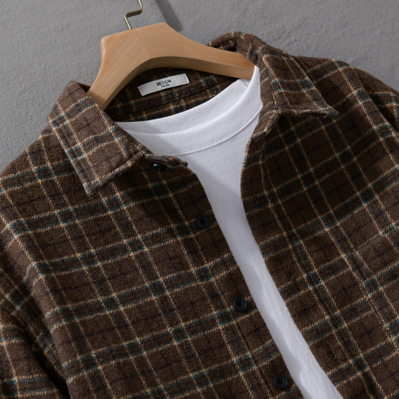Herren Lockeres Flanell-Hemdjacken-Overshirt mit weichem Griff und aufgesetzter Brusttasche Echoarchiv