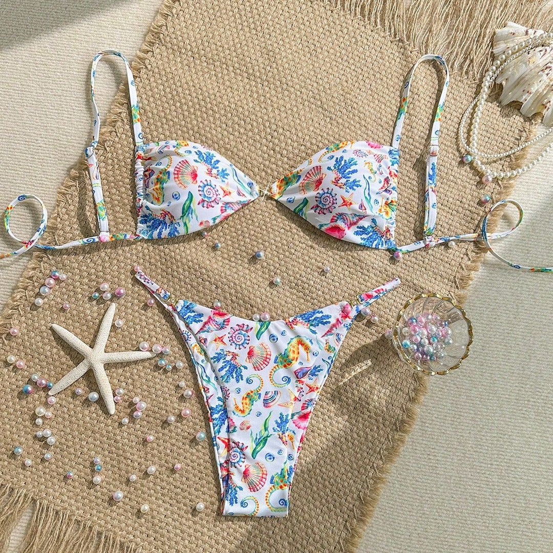 Damen Leopardenmuster Bikini-Set mit verstellbaren Trägern Echo Archiv