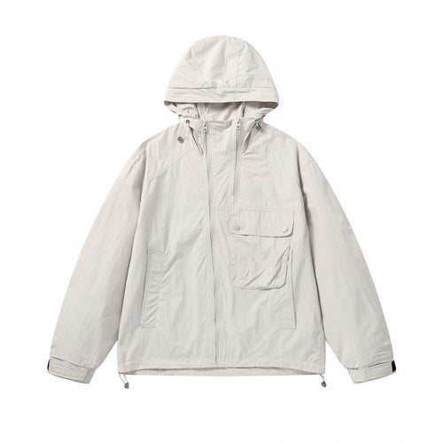 Unisex Leichte Kapuzen-Übergangsjacke mit großem Pattentaschen-Detail und Kordelzug Echo Archiv
