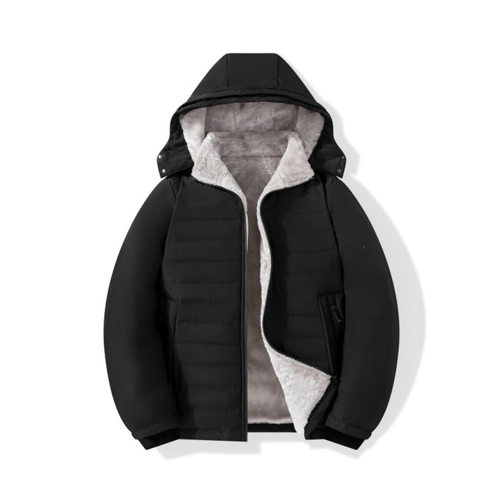 Herren Wattierte Kapuzenjacke mit Teddyfutter, winddichter Außenhülle & Reißverschlusstaschen Echoarchiv