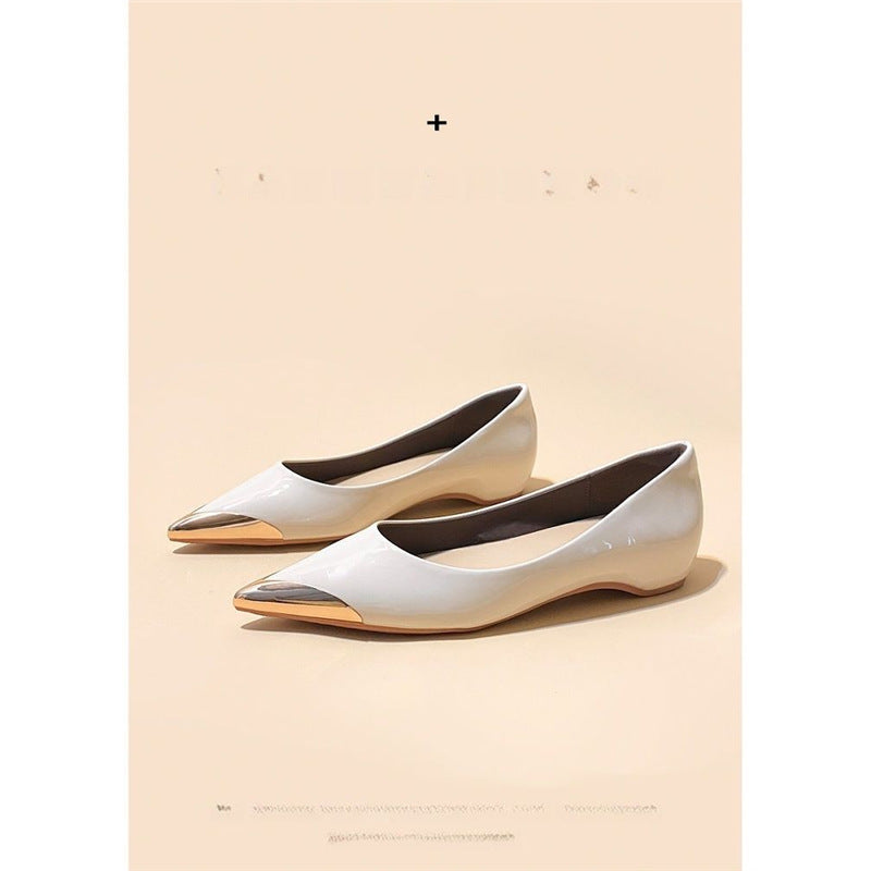 Damen spitz zulaufende flache Ballerina mit Leopardenmuster und Metallkappe – Lioré