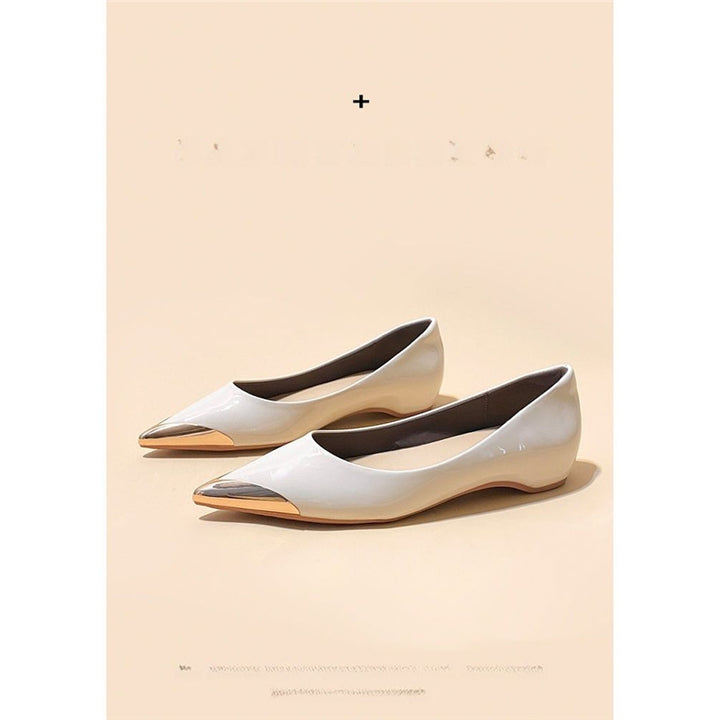 Damen spitz zulaufende flache Ballerina mit Leopardenmuster und Metallkappe – Lioré