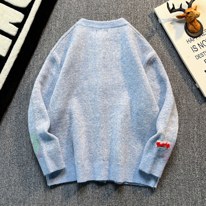 Damen Oversized Strickjacke mit abstraktem Intarsia-Muster Echoarchiv
