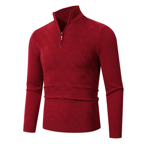 Herren modischer Strickpullover mit halbem Reißverschluss und strukturiertem Design Echoarchiv