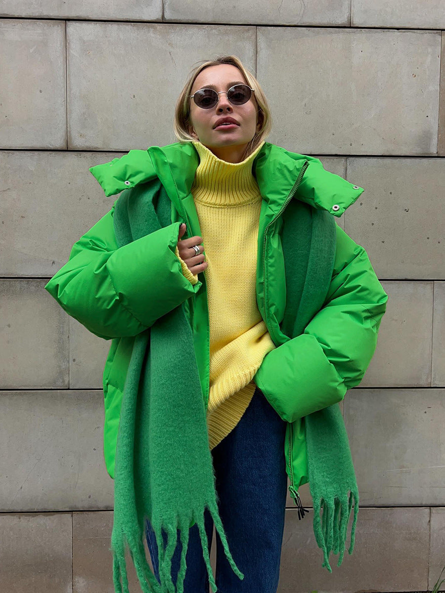 Damen Oversize Steppjacke mit Kapuze und wattierter Thermofüllung Echoarchiv