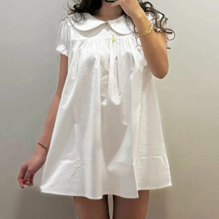 Damen elegantes Baumwollkleid mit Rüschendetails und herausragendem Kragen Echo Archiv