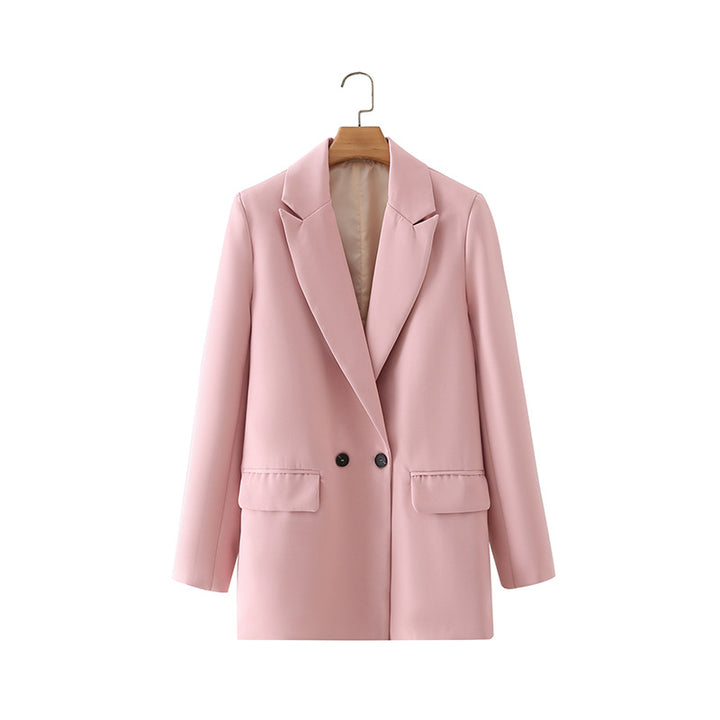 Damen taillierter Longblazer im Oversize-Look mit Reverskragen und Pattentaschen – Valéne