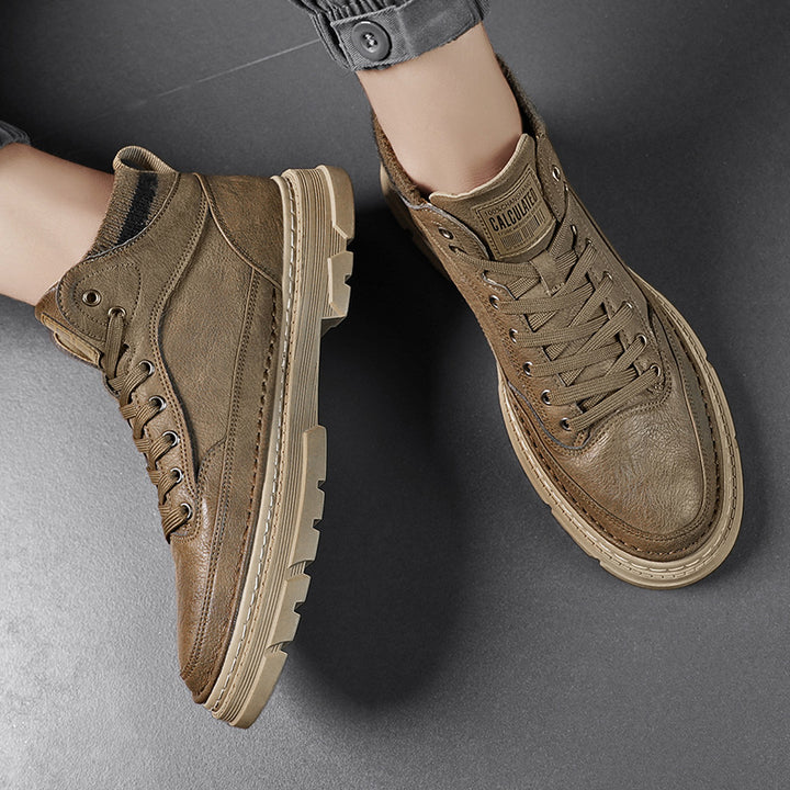 Herren lederoptik High-Top City-Boot Sneaker mit gestricktem Schaftkragen und stoßdämpfender Profilsohle Echo Archiv