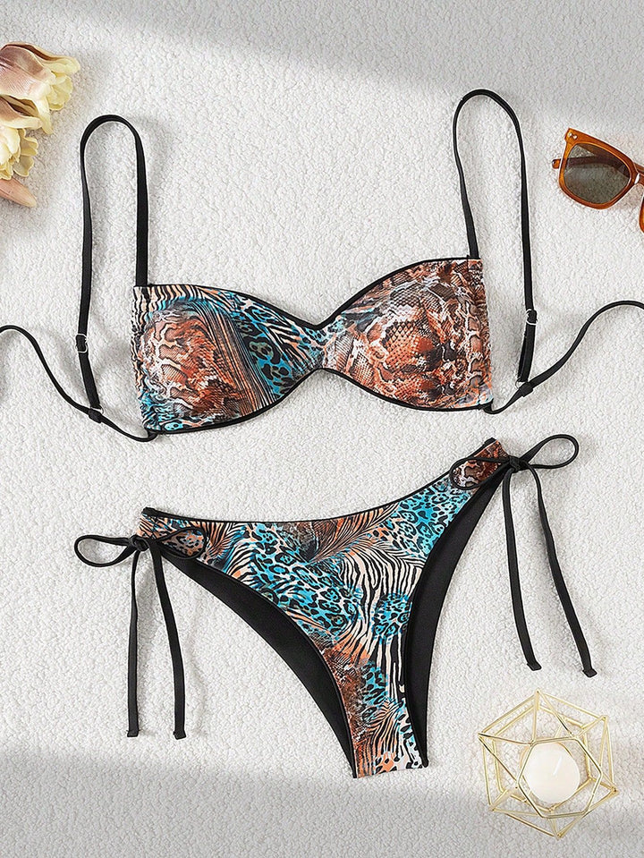 Damen Push-Up Bikini mit raffiniertem Animal-Print und verstellbaren Trägern Echo Archiv